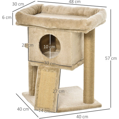 Cat Tree Tower, Jute Scratch Pad, Condo Perch, 40x40x57cm Pawhut