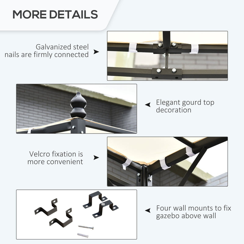 Wall Mounted Gazebo Canopy, Steel Frame, 4 x 3m