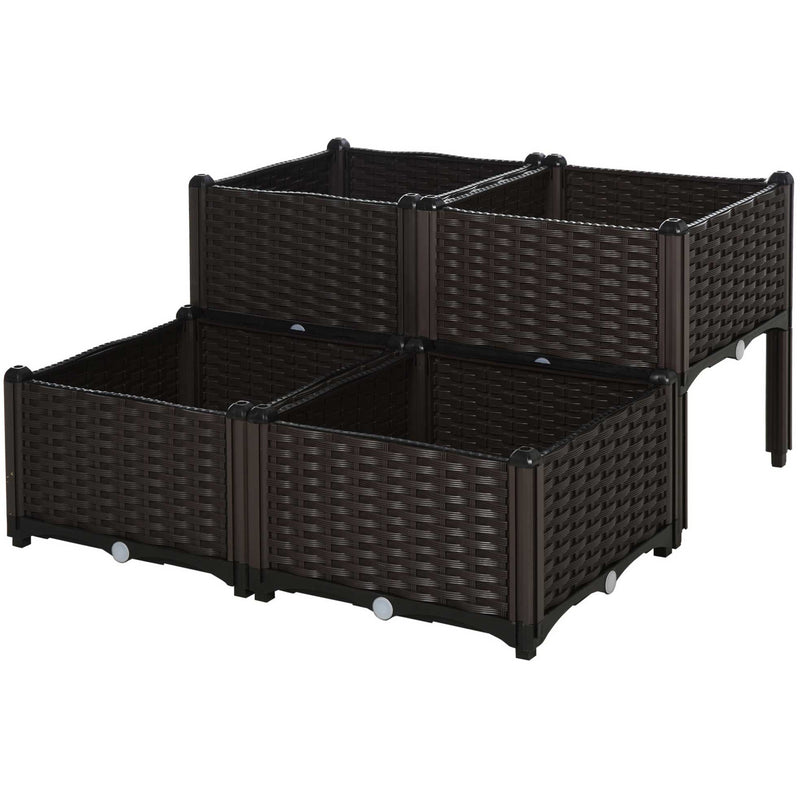 4 Rattan Planters Outdoor