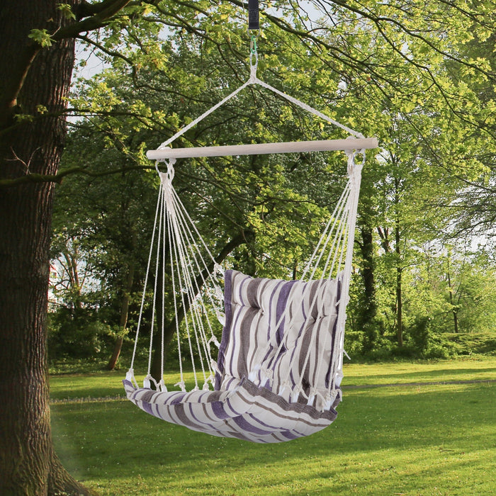 Outdoor Cushioned Hammock Chair, Wooden, Cotton Cloth