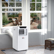 HOMCOM 10000 BTU Mobile Portable Air Conditioner Cooling Dehumidifying Ventilating Ac Unit w/ Remote Controller, LED Display, Timer, White Homcom