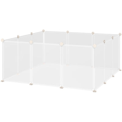 White DIY Guinea Pig Playpen: 12 Panels Pawhut