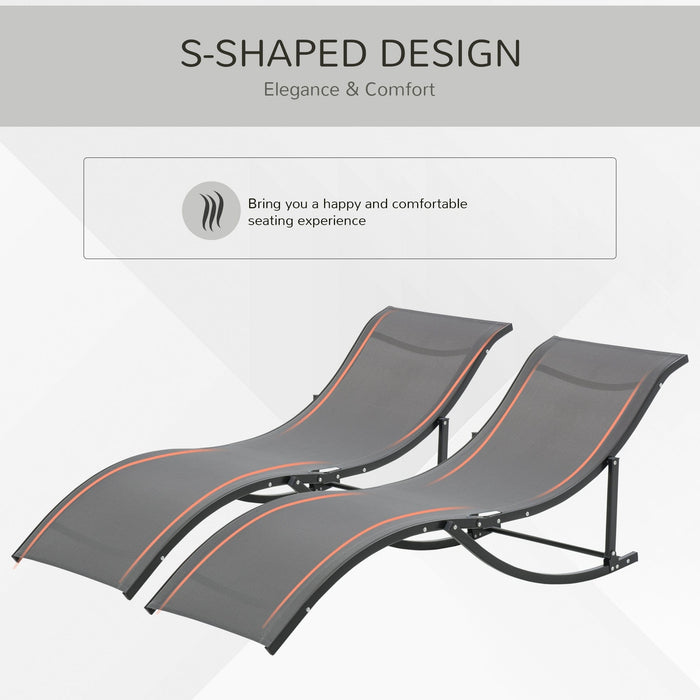 S Shaped Sun Lounger Set, Foldable, Set of 2