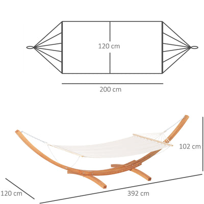 Garden Hammock With Wooden Stand, Patio Swing Bed, White Outsunny