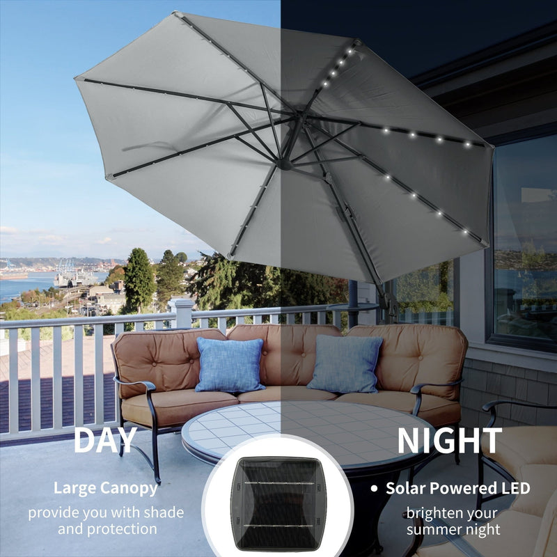3m Roma Offset Cantilever Patio Parasol, 360° Rotation