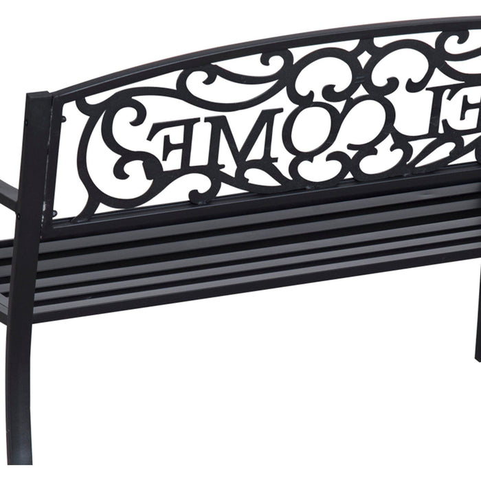 2 Seater Metal Garden Bench With Welcome Pattern