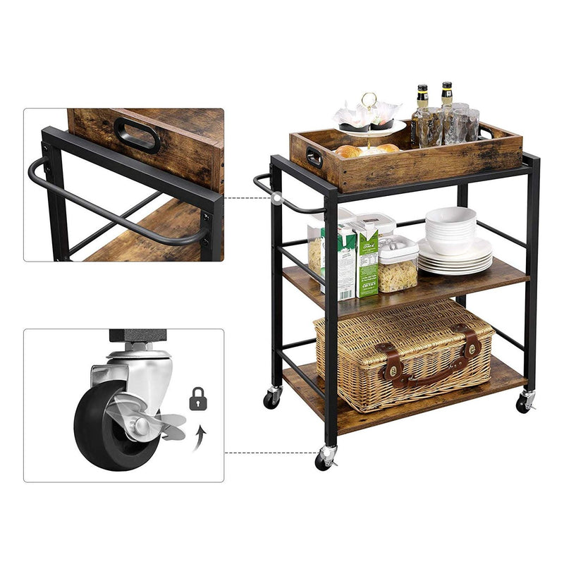 Vasagle Kitchen Cart On Wheels Removable Tray