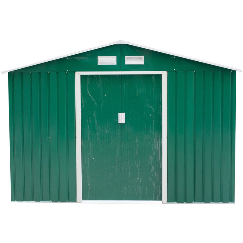 9x6 Metal Garden Shed - Apex Roof, Vents & Double Doors