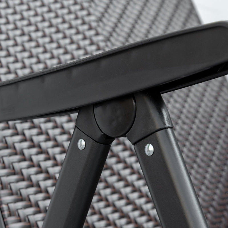 Folding High Back Rattan Garden Chairs, Set of 2