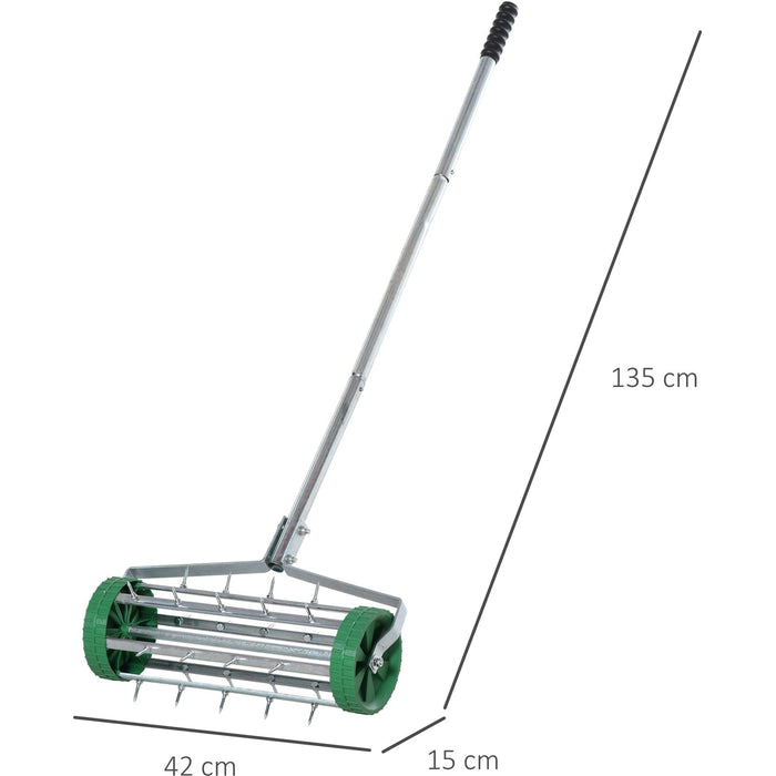 Rolling Garden Lawn Aerator, Steel Handle