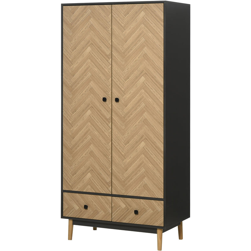 Modern Wardrobe with Shelf, Rod, and Drawers, 90x50x190cm