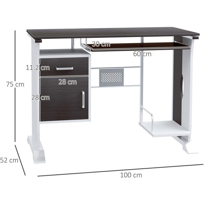 Computer Desk with Keyboard Tray, Drawers, CPU Shelf