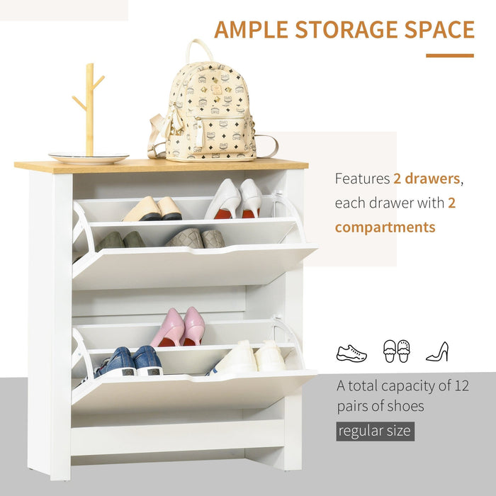 Shoe Storage Cabinet, 4 Shelves 2 Drawers - Modern Unit