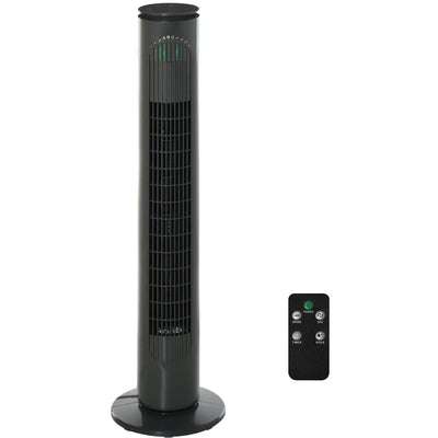 30" Tower Fan with Remote, Oscillation, 10h Timer, LED Light Homcom