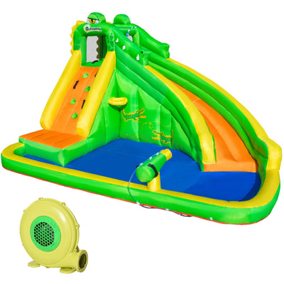 5-in-1 Crocodile Kids Bouncy Castle Water Park, Ages 3-8 Outsunny
