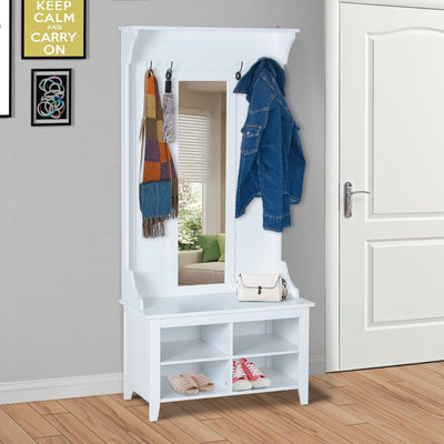 Hall Furniture Sets, Shoe Bench, Mirror Cabinet, Coat Rack Homcom