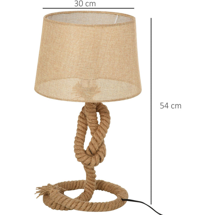 Nautical Rope Base Table Lamp, Fabric Shade, Beige