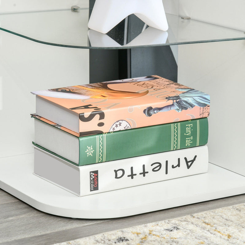 Modern Bedside Table With Glass Shelf