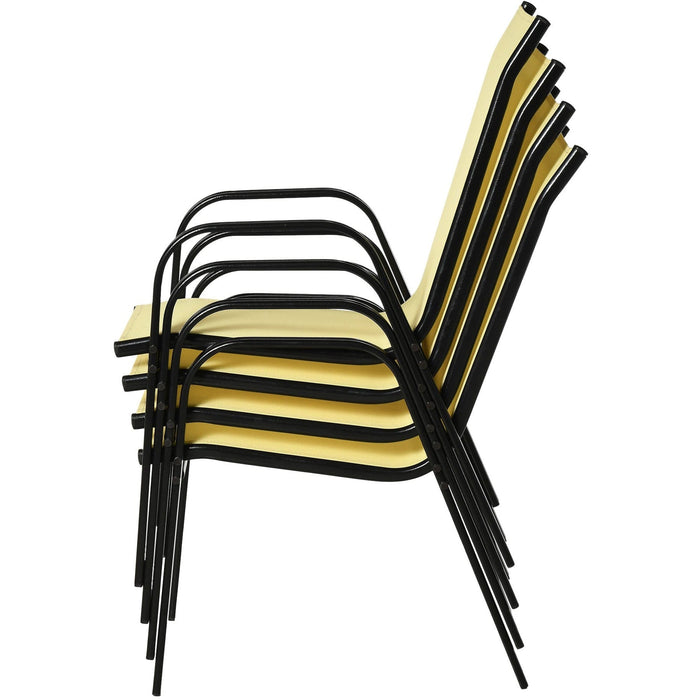 Set of 4 Stackable Patio Chairs, Yellow