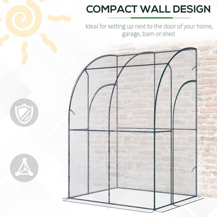 Lean to Greenhouse, PVC Cover, Zip Door, L143xW118xH212 cm