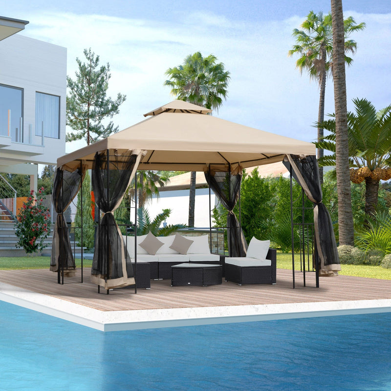 Stylish Metal Frame Gazebo With Mesh Sides, 3x3m