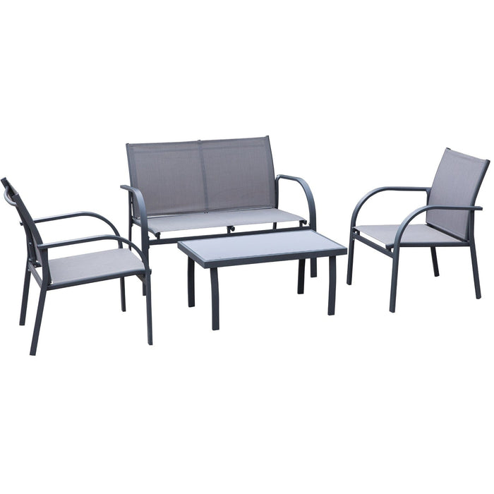 4Pc Garden Sofa and Table Set, Grey