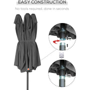 4.6m Double Sided Parasol With Crank Handle, No Base Outsunny