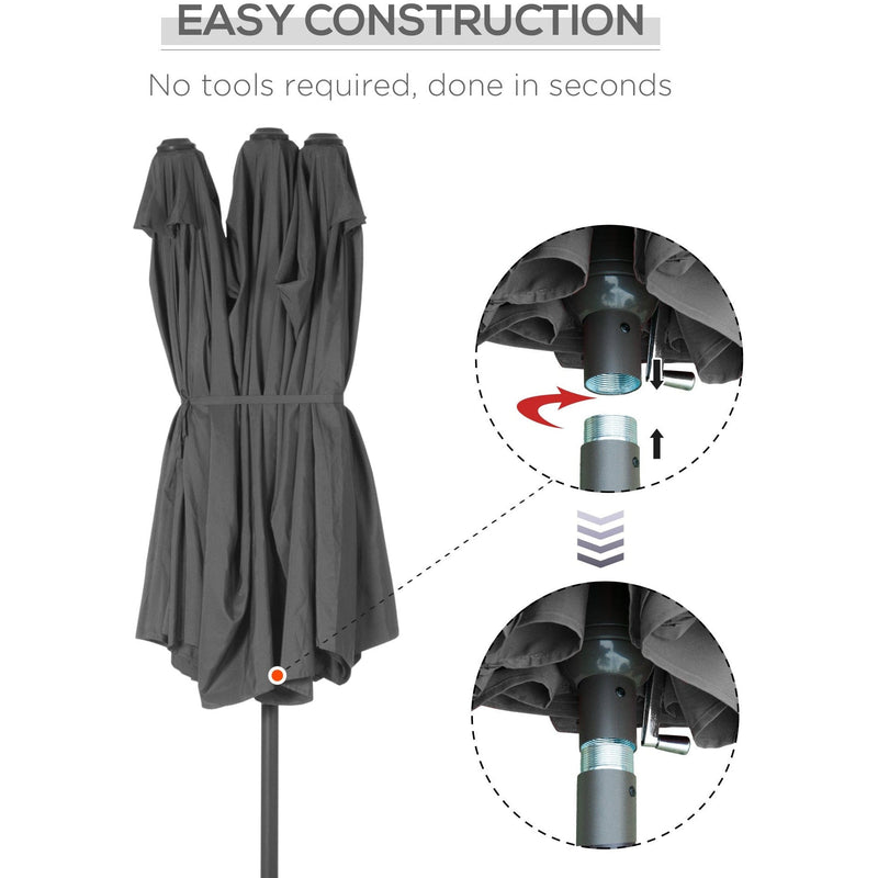 4.6m Double Sided Parasol With Crank Handle, No Base Outsunny