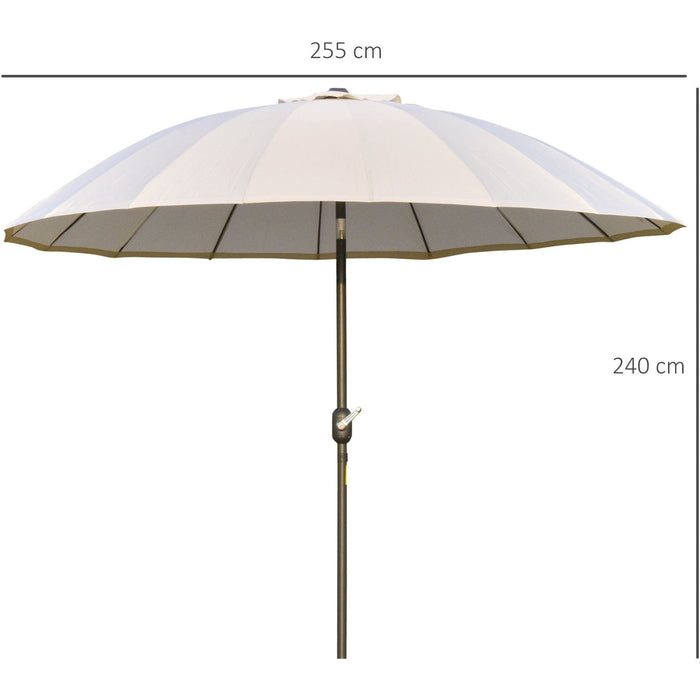 Round Patio Parasol, 2.5m, Tilt Crank, 18 Ribs