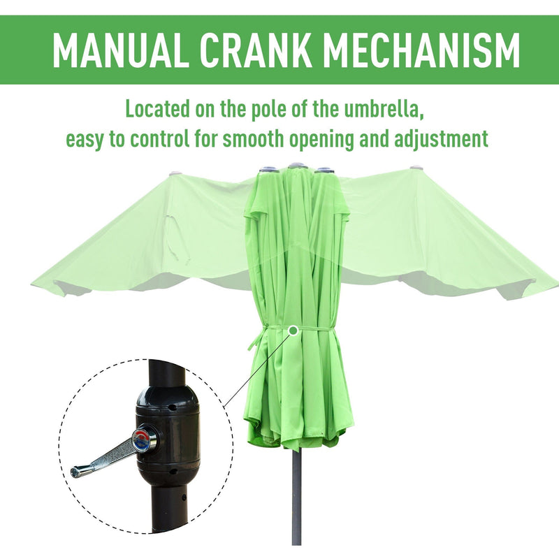 4.6m Double Sided Parasol With Crank Handle, Cross Base