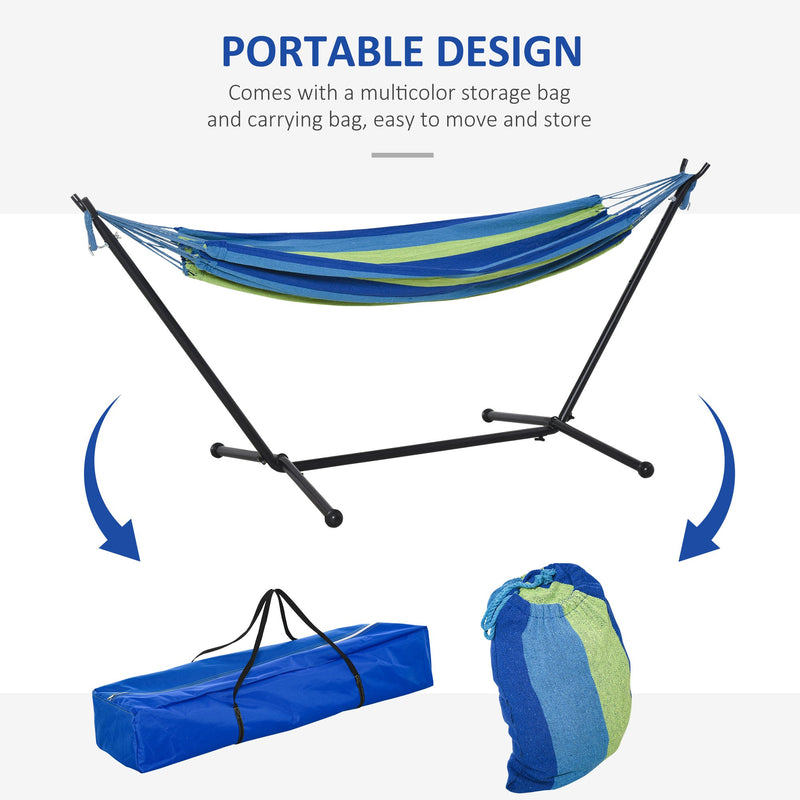 Camping Hammock with Stand, Bag, Adjustable, 120kg Load Outsunny