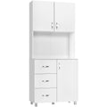 2 Door Kitchen Cabinet With Drawers, White Homcom