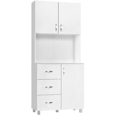 2 Door Kitchen Cabinet With Drawers, White Homcom