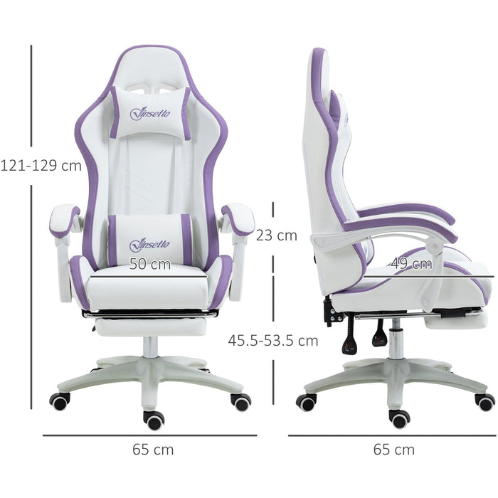 Comfy Purple Leather Gaming Chair with Footrest