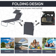 Folding Sun Lounger With Canopy Outsunny