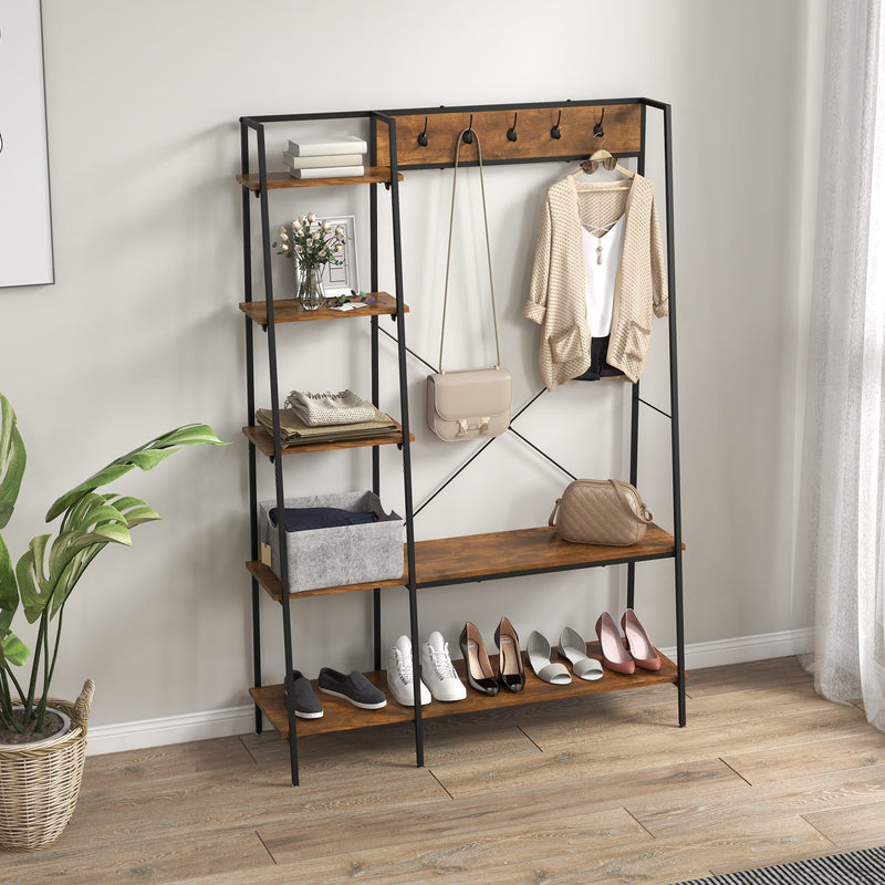 Industrial Entryway Coat Rack With Shoe Organiser