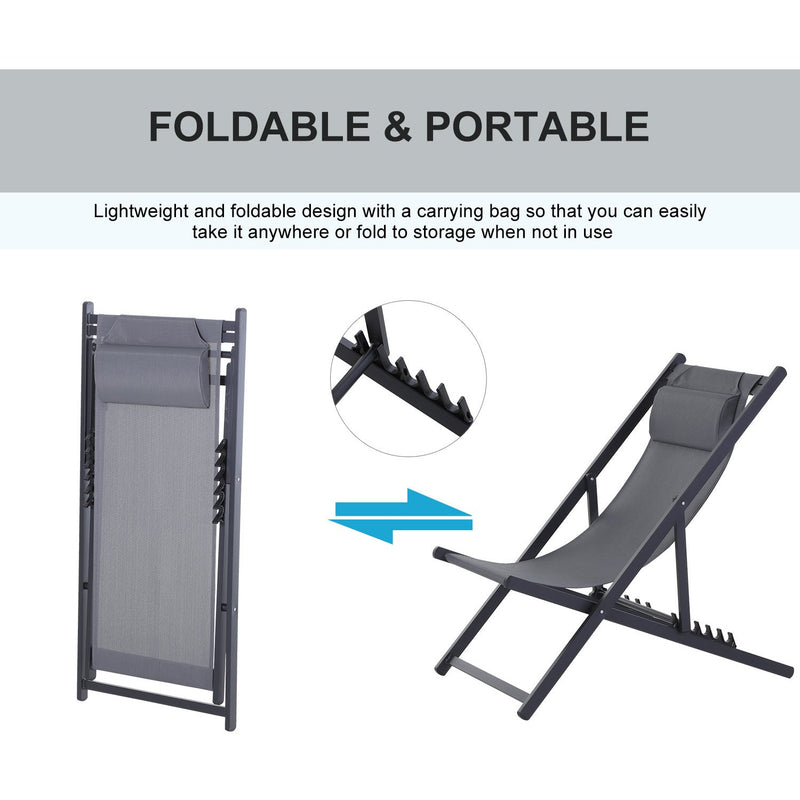 Folding Wooden Deck Chairs, Set of 2