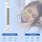 30" Tower Fan with Remote, Oscillation, 10h Timer, LED Light Homcom