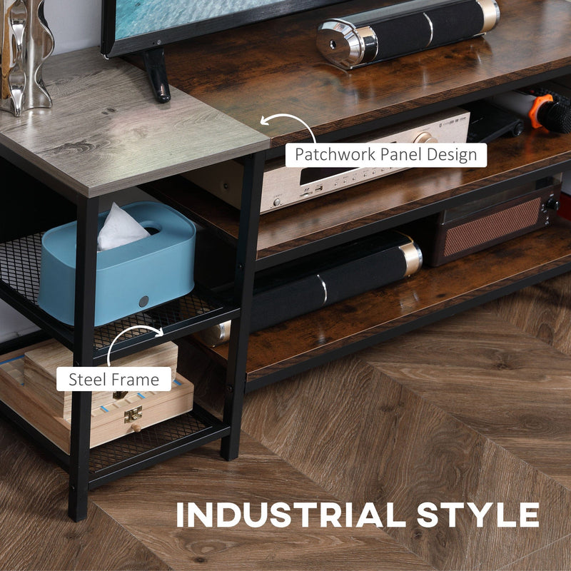 TV Unit for TVs up to 65", Shelves, Brown/Grey