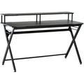 Gaming Desk With Shelves, X Frame, Headphone Hook, Black Homcom
