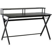 Gaming Desk With Shelves, X Frame, Headphone Hook, Black Homcom