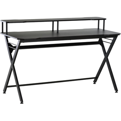 Gaming Desk With Shelves, X Frame, Headphone Hook, Black Homcom
