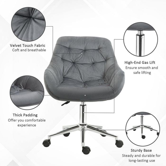 Dark Grey Velvet Ergonomic Office Chair