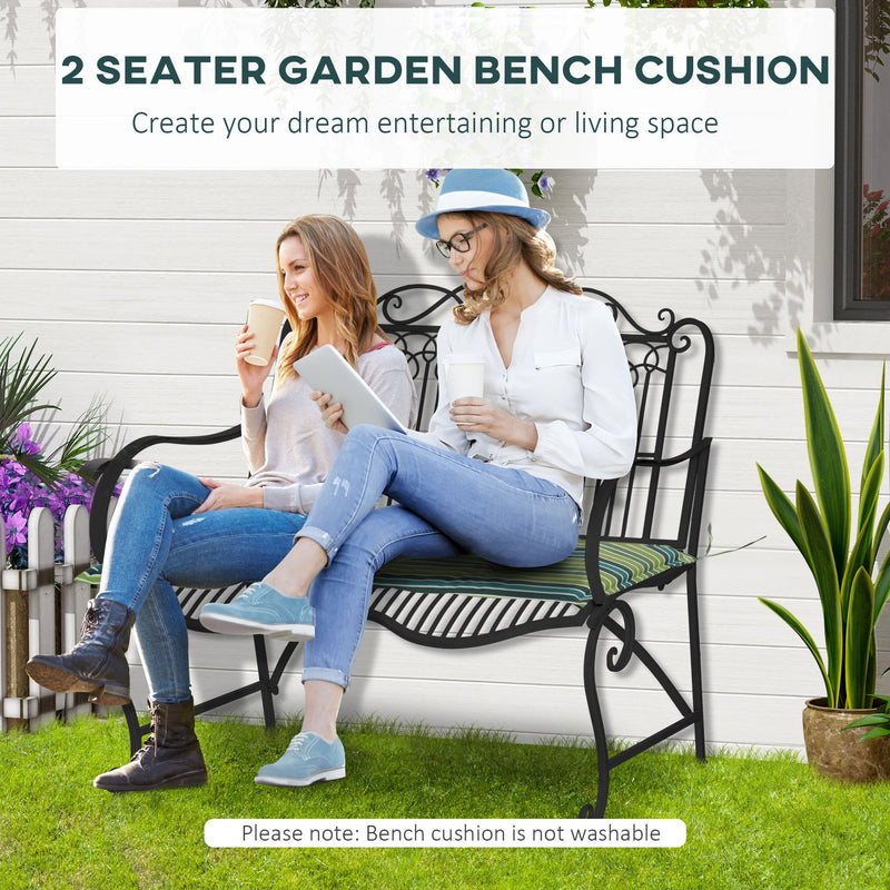 2pc Green Striped Chair Cushion Set Outsunny