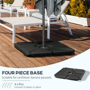 Set of 4 Cantilever Parasol Base Weights — Water or Sand Fill, HDPE, Black Outsunny