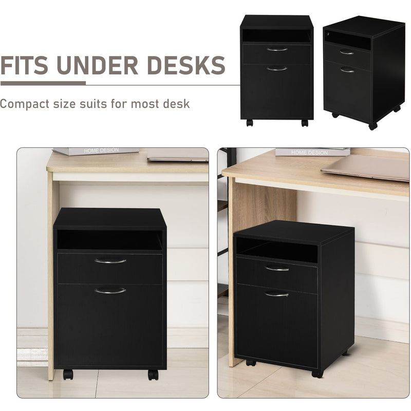 Black 60cm Storage Cabinet on Wheels