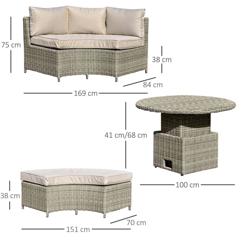 Image of an 8 Seater Round Rattan Garden Furniture Set