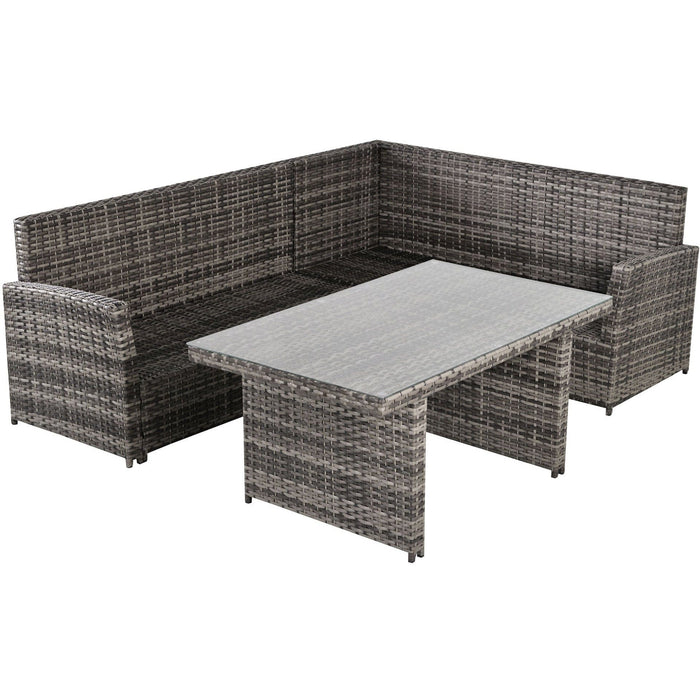 5 Seater Rattan Corner Dining Set with Cushions