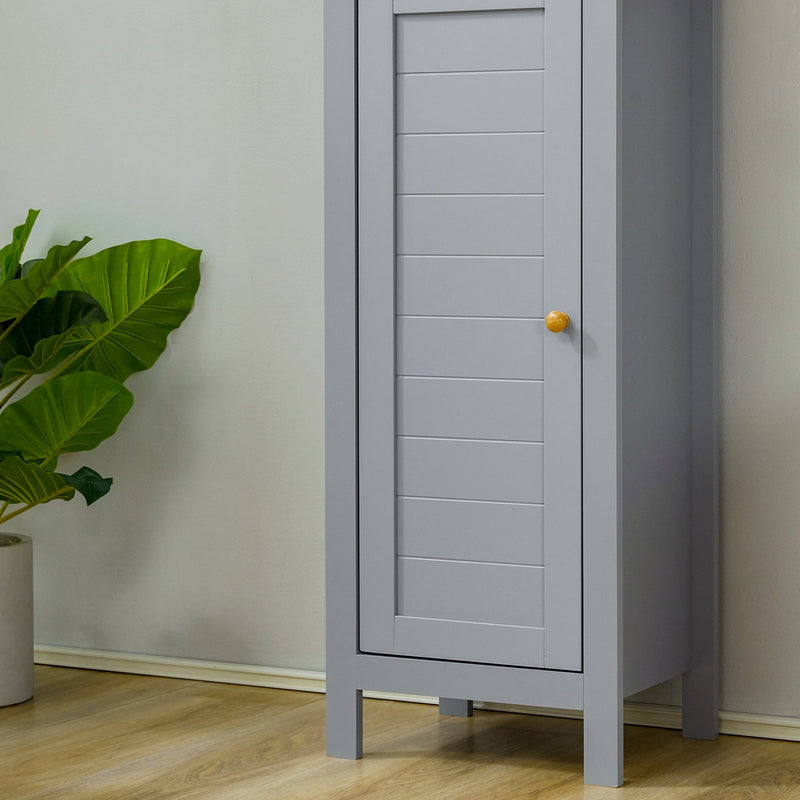 Tall Grey Bathroom Floor Storage Cabinet