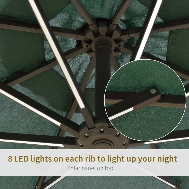 3m Banana Cantilever Patio Umbrella With Lights, Cross Base